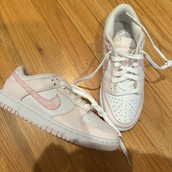Nike Shoes - Nike Pink and White Sneakers with Classic Low-Top Design